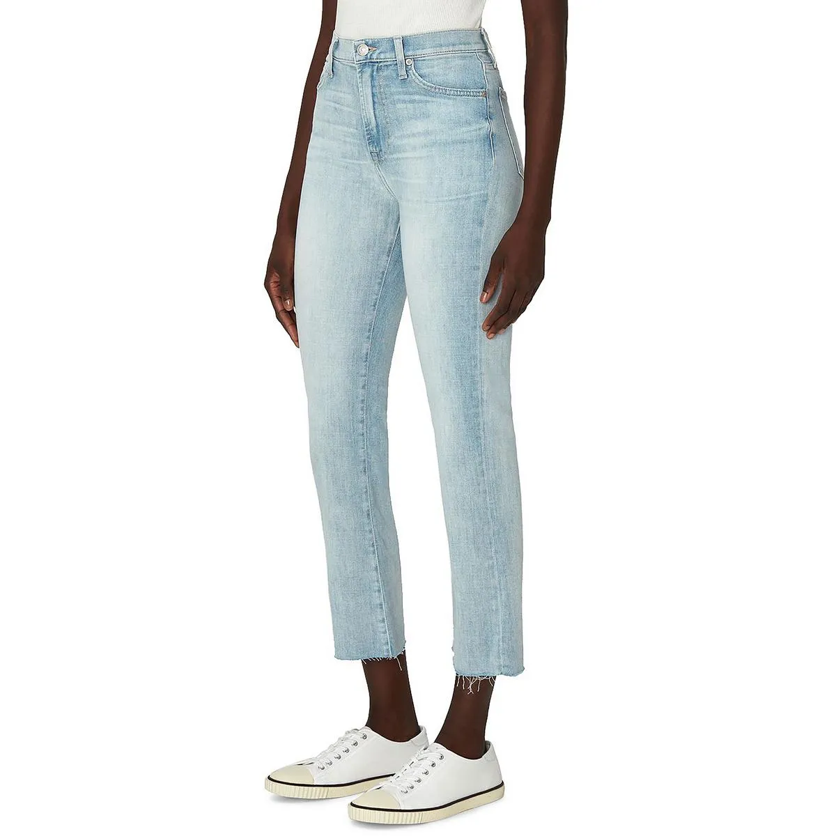 7 For All Mankind Womens Light Wash Raw Hem Slim Jeans