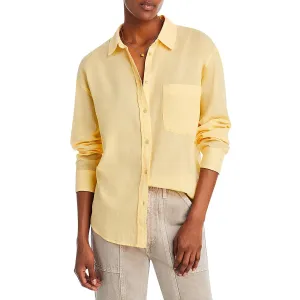 7 For All Mankind Womens Voile Sheer Cotton Button-Down Top