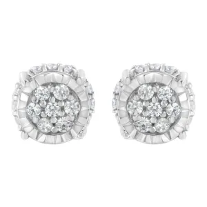 .925 Sterling Silver 1/3 cttw Round-cut Diamond Floral Stud Earring (I-J Clarity, I3 Color)