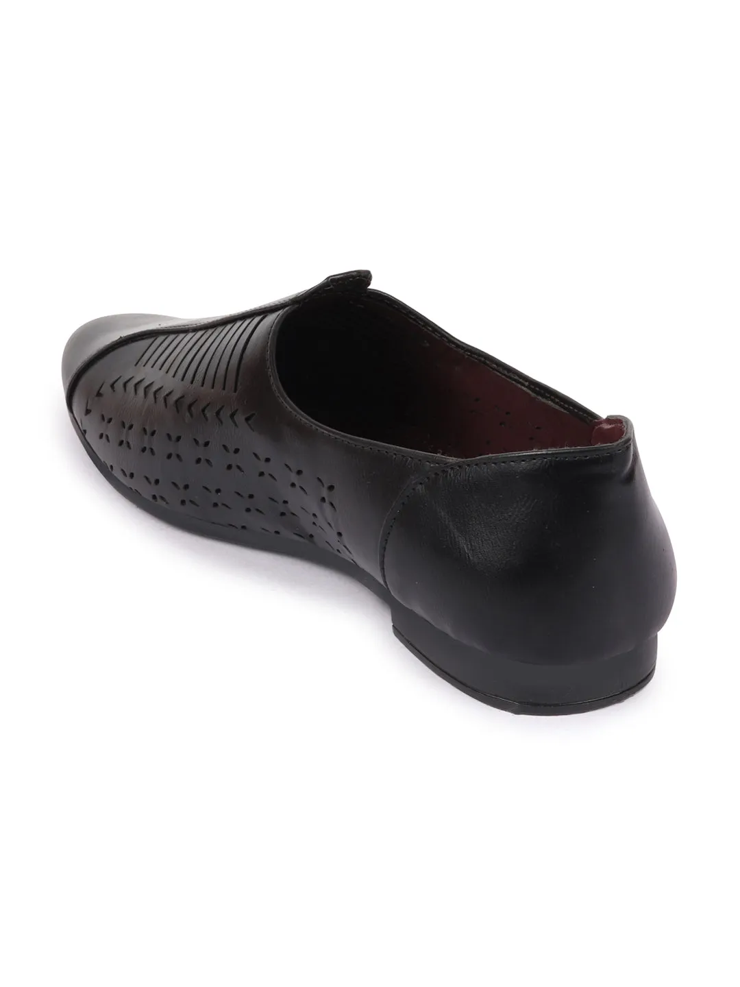 Basics Men Black Laser Cut Design Stitched Ethnic Juttis and Mojaris