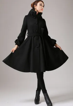 Black wool jacket shawl collar coat winter jacket warm coat 0753#