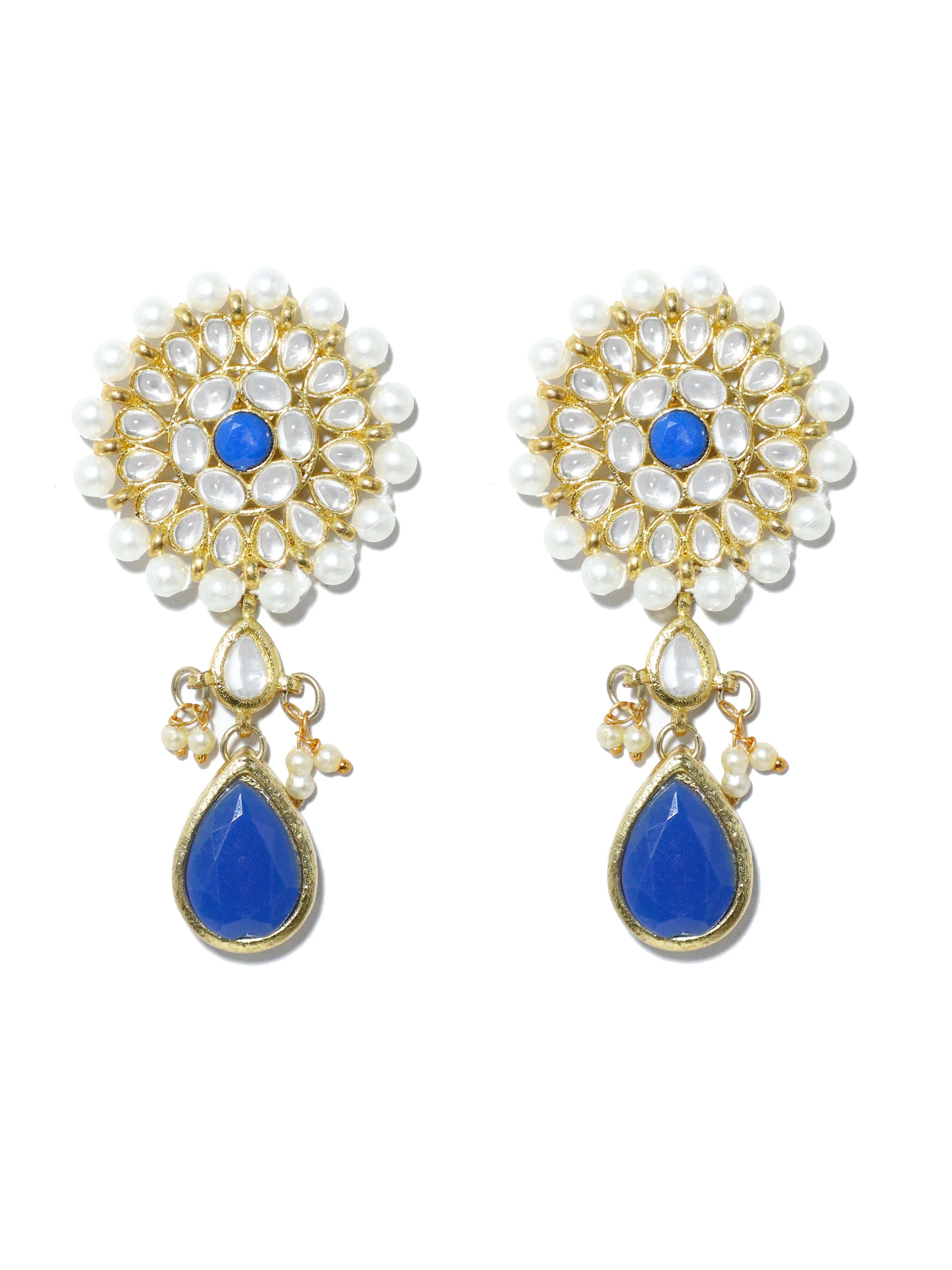 Blue Stones and Tassel Studded Kundan Necklace Set