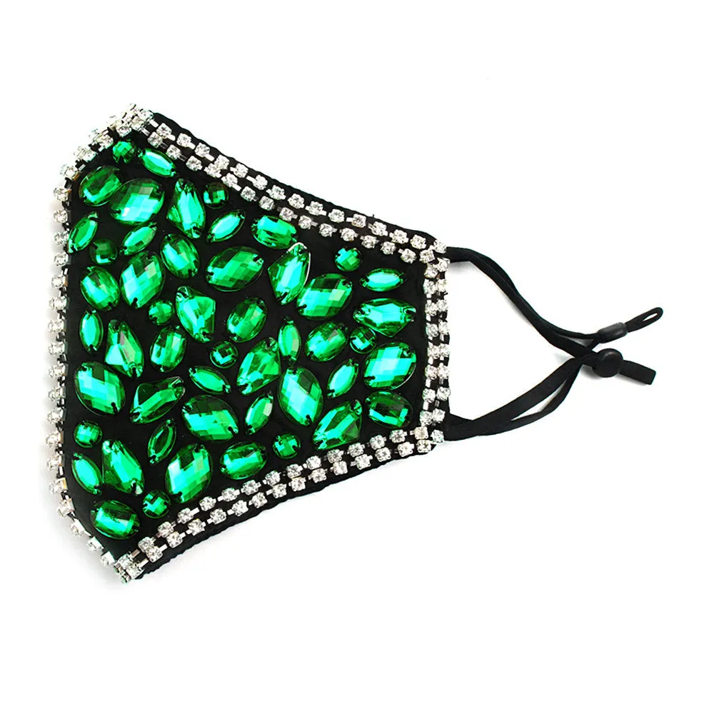 Cait Clear Multi Stone Embellished Fashion Mask