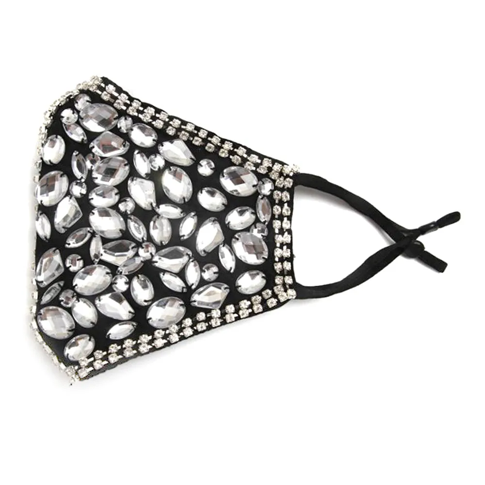 Cait Red Multi Stone Embellished Fashion Mask