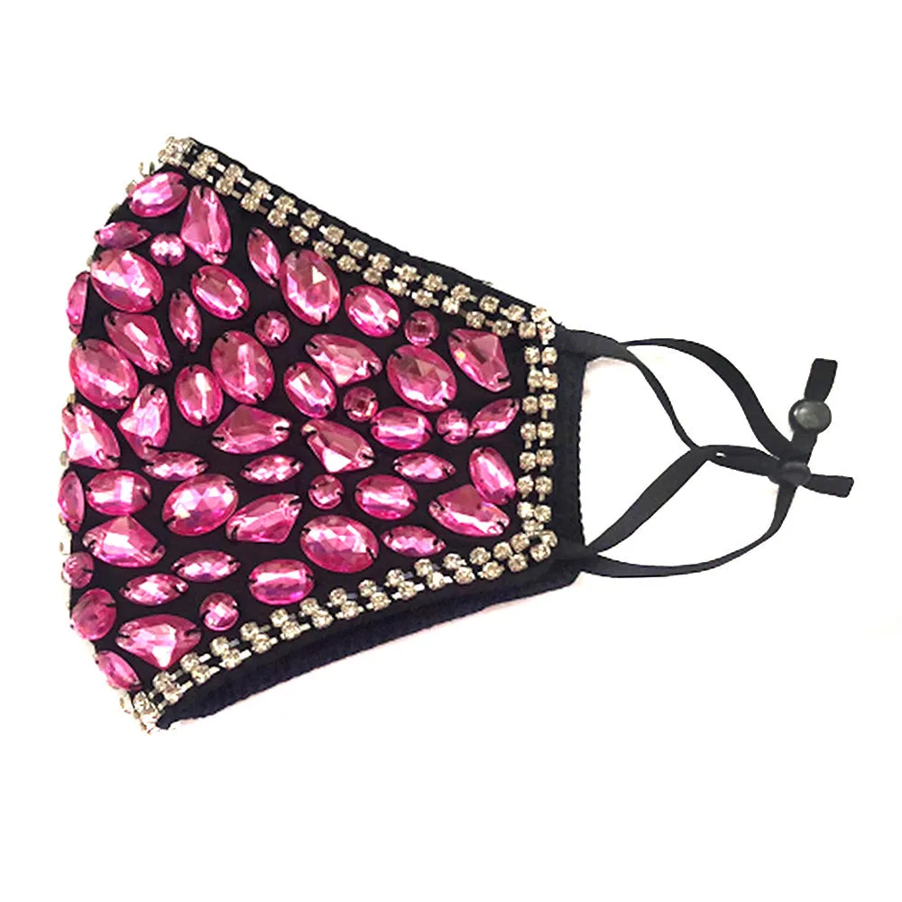 Cait Red Multi Stone Embellished Fashion Mask