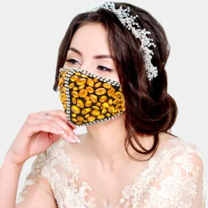 Cait Yellow Multi Stone Embellished Fashion Mask