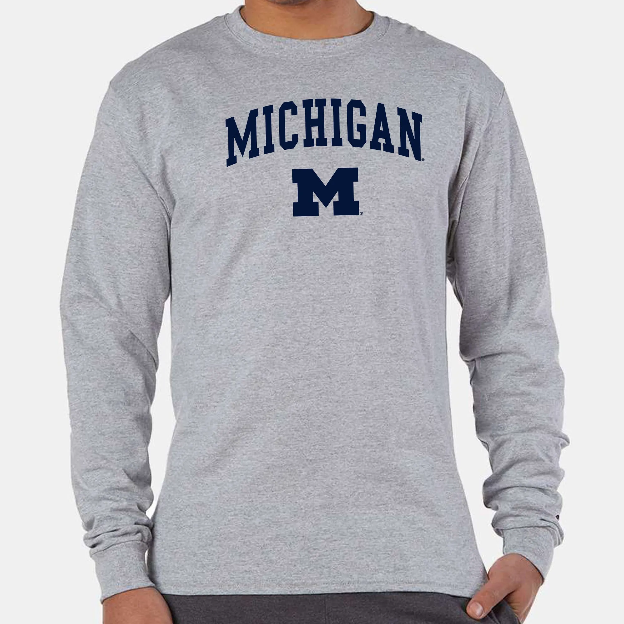 Champion Michigan Arch Logo Long Sleeve - Light Steel