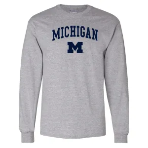 Champion Michigan Arch Logo Long Sleeve - Light Steel