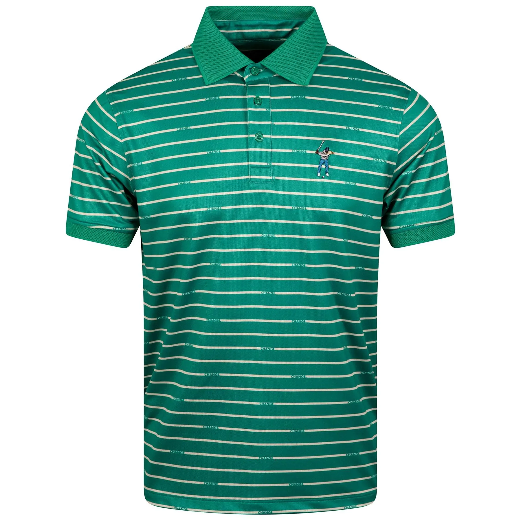 Change Stripe Pique Polo Golf Green - W23