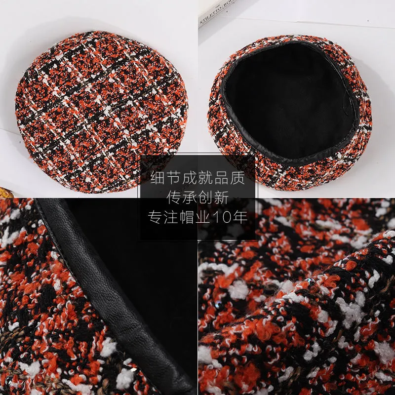 Check Beret Hat Autumn and Winter Fall Winter Fashion Retro Plaid Hat