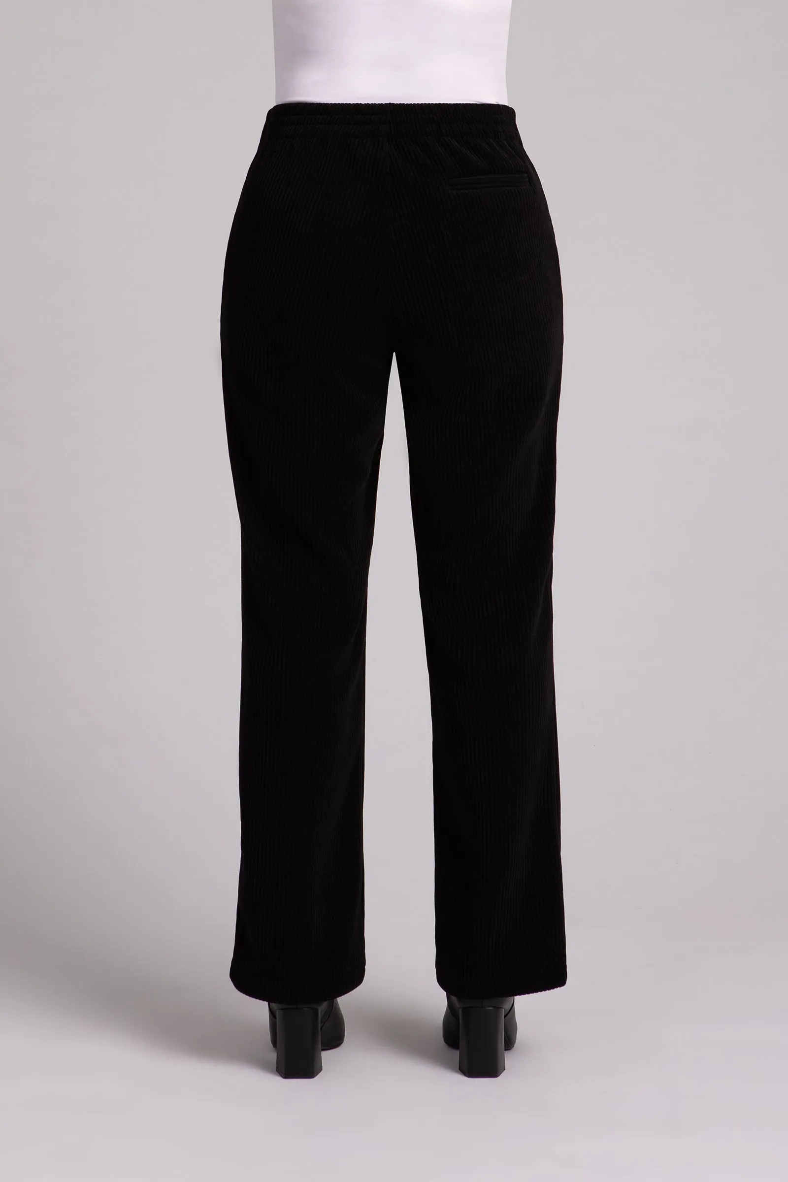 Chenille Cord Pull On Stovepipe Pant | Black