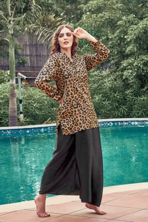 Classic Indian Lungi Kurta in Tiger Print