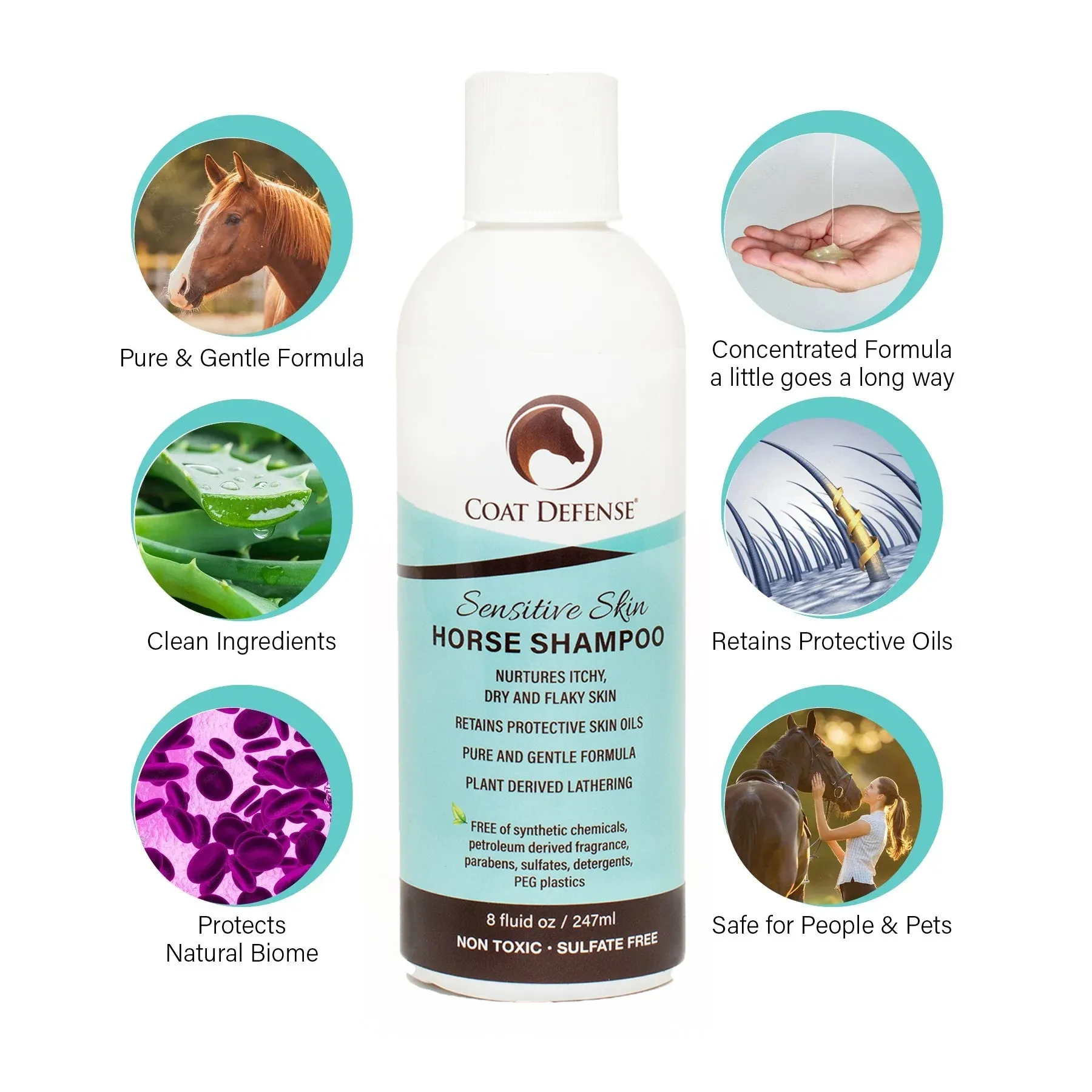 Coat Defense Sensitive Skin Horse Shampoo - 8oz Concentrated