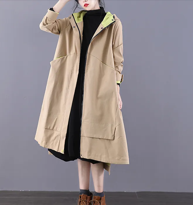 Color Block Autumn A-line Long Women Casual  Parka Plus Size Coat Jacket JT200945