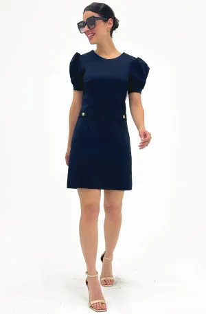 Cotton Mid-Thigh Dress with Puff Sleeves