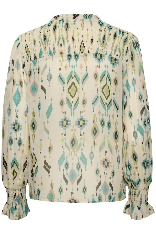 Cream Esra Blouse - Ethnic Print