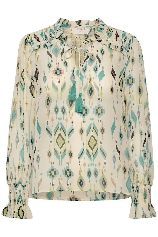 Cream Esra Blouse - Ethnic Print