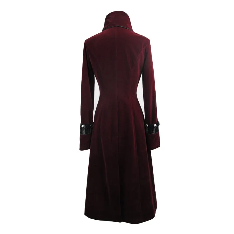 CT06102 black and red patchwork winter velveteen women long coats