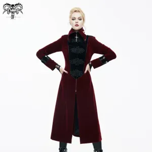 CT06102 black and red patchwork winter velveteen women long coats