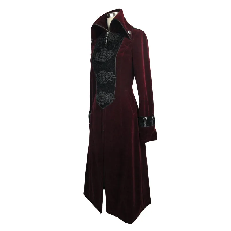 CT06102 black and red patchwork winter velveteen women long coats