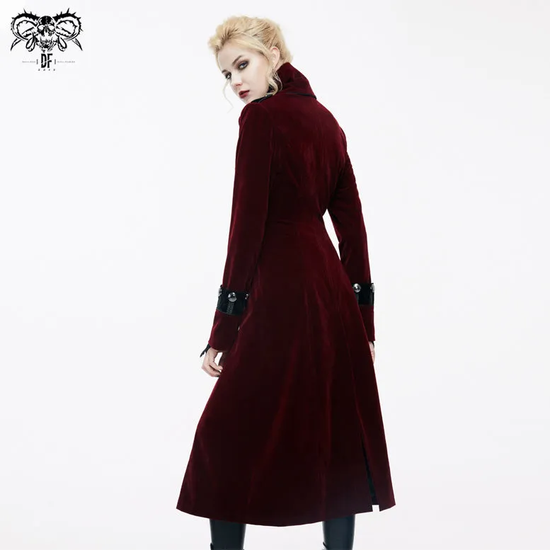 CT06102 black and red patchwork winter velveteen women long coats