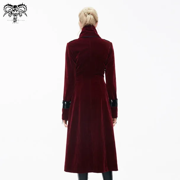 CT06102 black and red patchwork winter velveteen women long coats