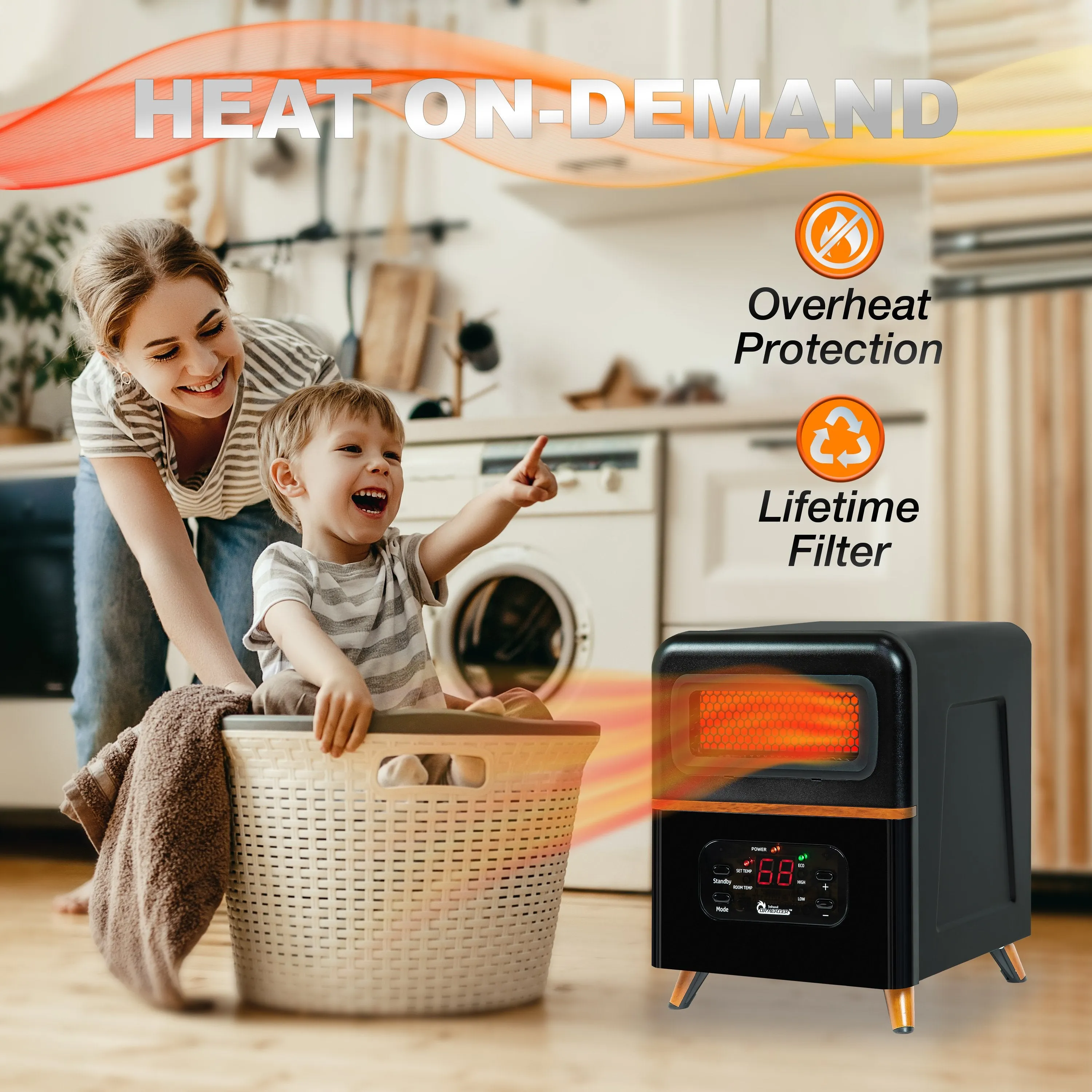 Dr Infrared Heater DR-978 Dual Heating Hybrid  Space Heater, 1500W with remote , more Heat