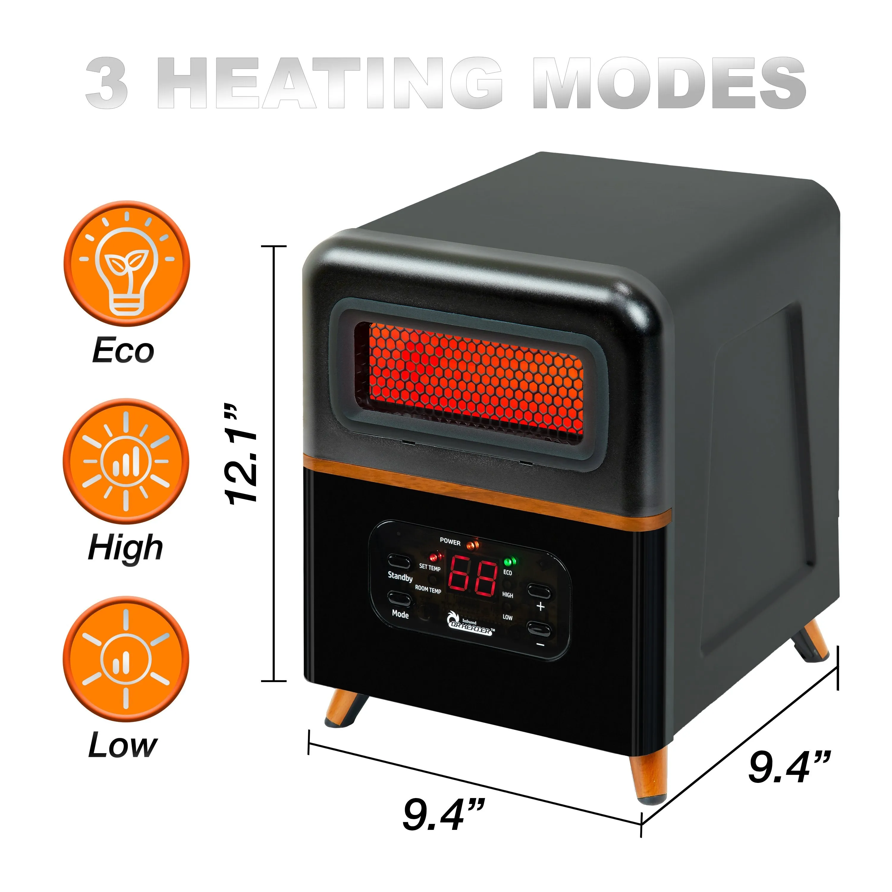 Dr Infrared Heater DR-978 Dual Heating Hybrid  Space Heater, 1500W with remote , more Heat