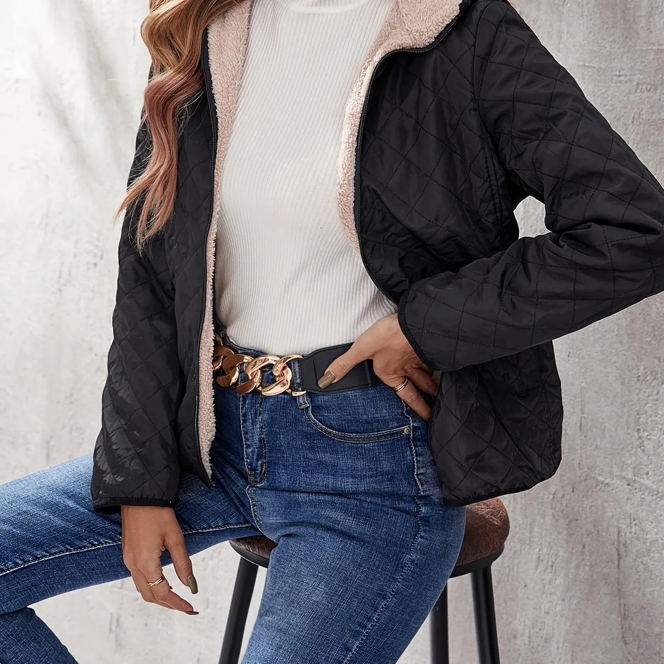 Emma | Quilted zippered jacket with hood