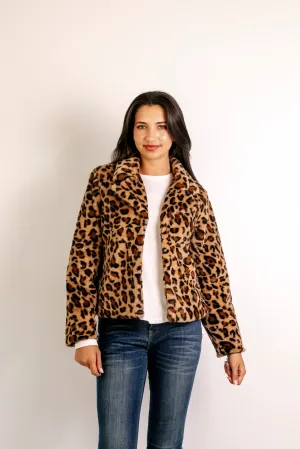 Faux Fur Coat - Short - Leopard