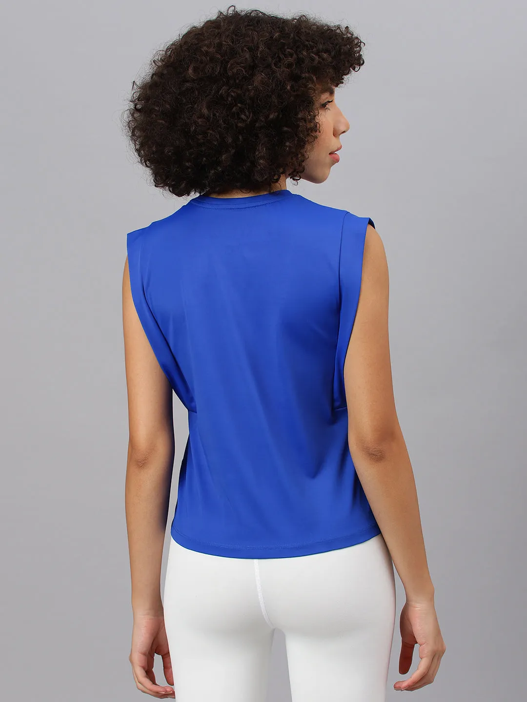 Fitkin women's blue round neck boxy top