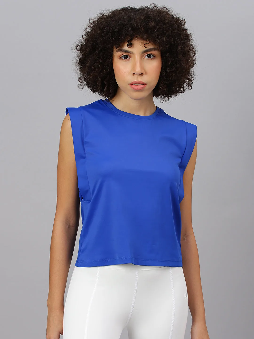 Fitkin women's blue round neck boxy top