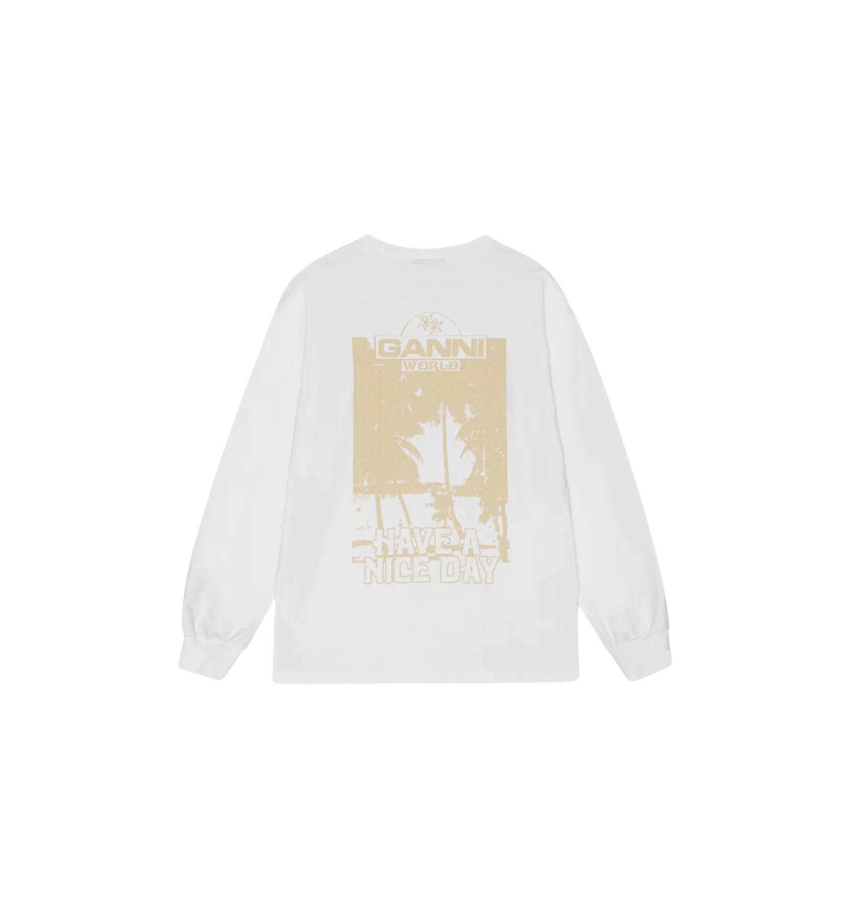 GANNI White Future Palm Long Sleeve T-shirt