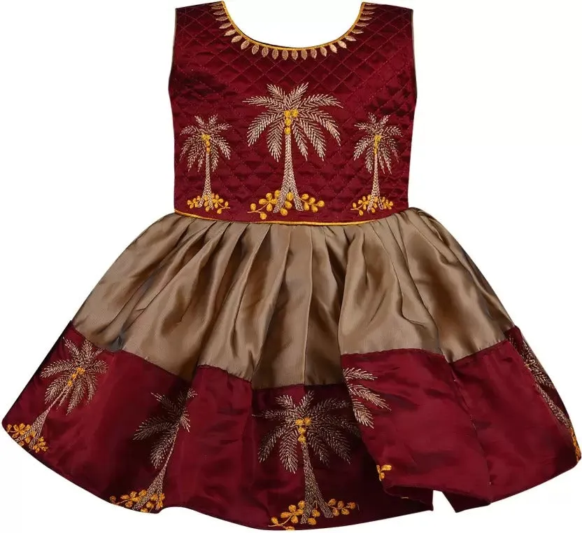 Girls Embroidered Fit and Flare Ethnic Dress