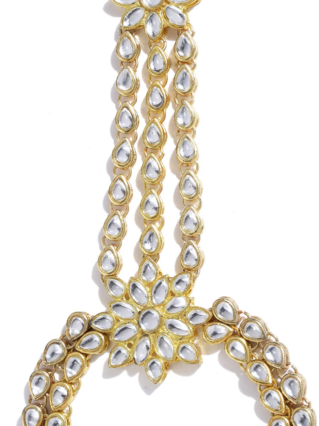 Gold-Plated Kundan Chain Hathphool