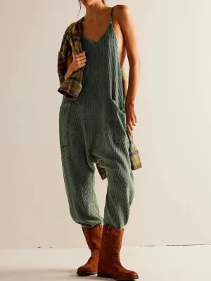 Green army loose jumpsuit