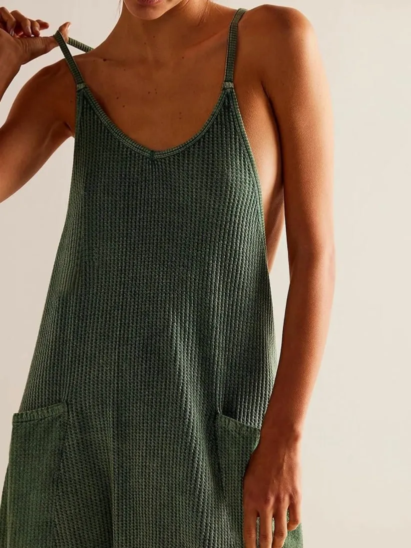 Green army loose jumpsuit