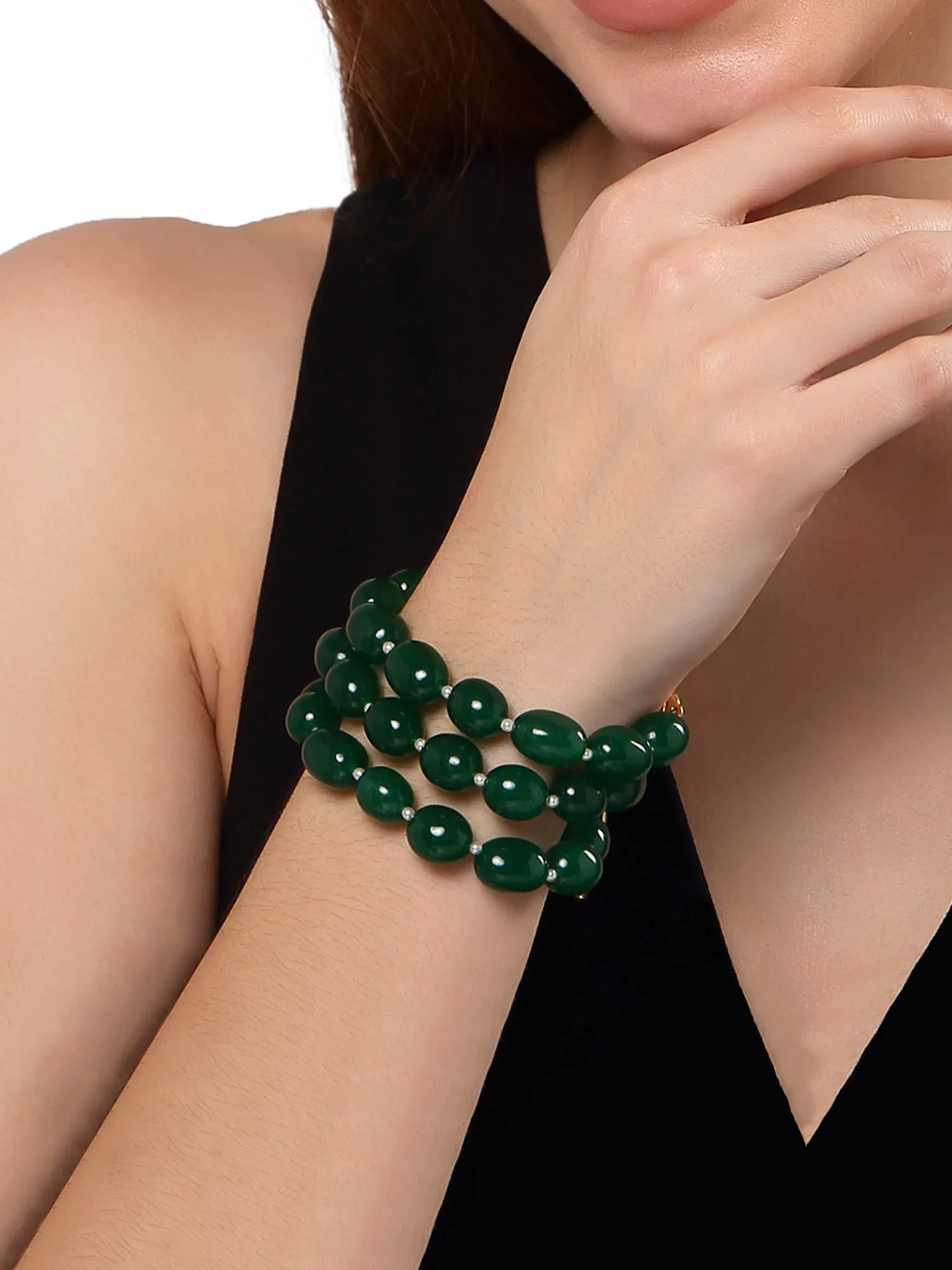 Green Tumble Stone Beaded Bracelet for Women