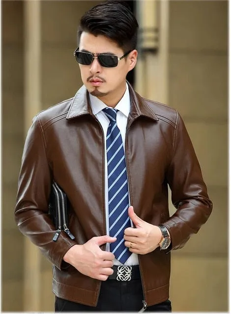 HOT New Men natural sheepskin leather jacket