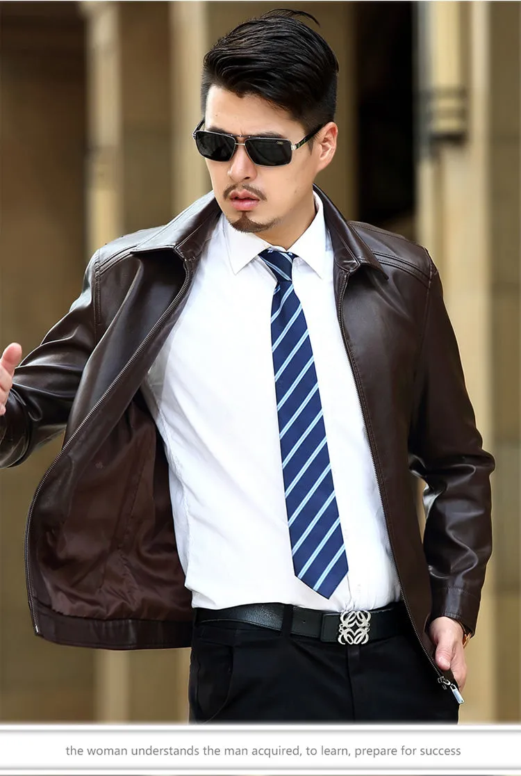 HOT New Men natural sheepskin leather jacket