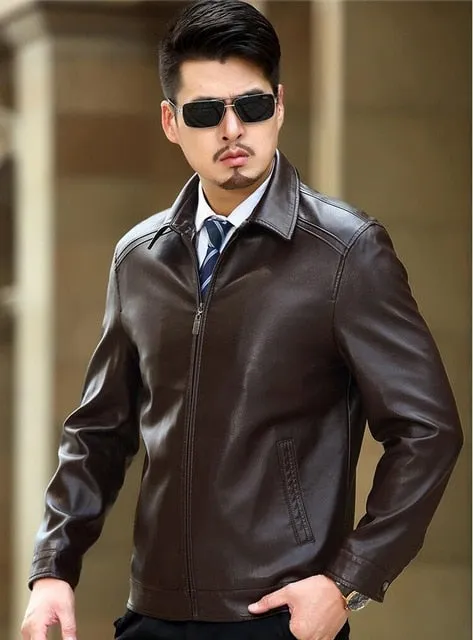 HOT New Men natural sheepskin leather jacket