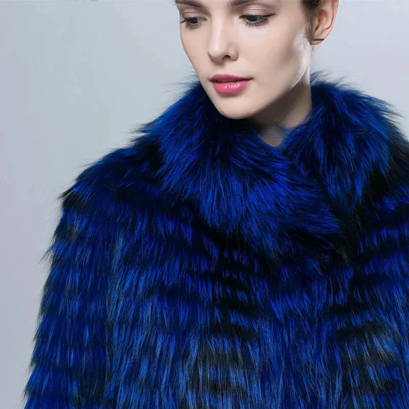 Knitted Silver Fox Fur Women's Coats