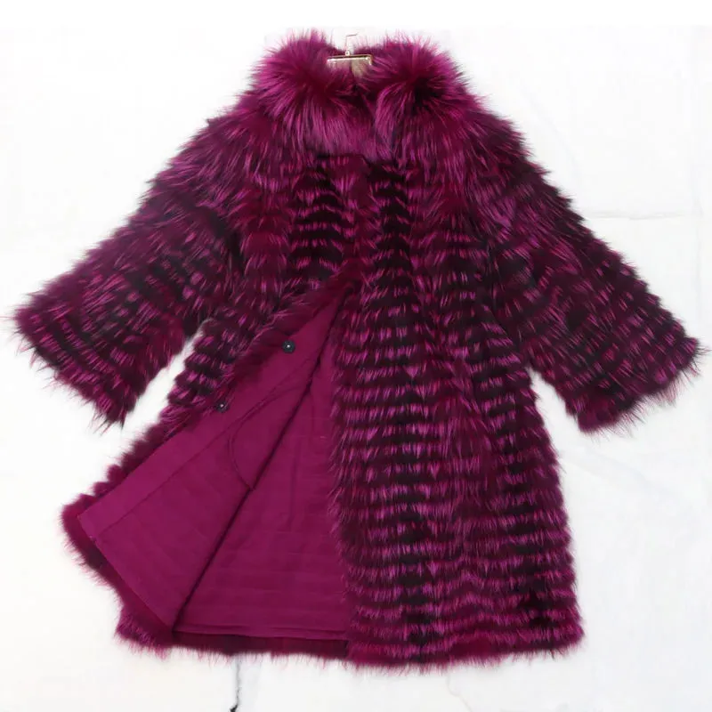 Knitted Silver Fox Fur Women's Coats