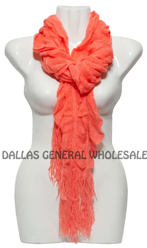 Ladies Winter Warm Knitted Scarf with Fringes Wholesale