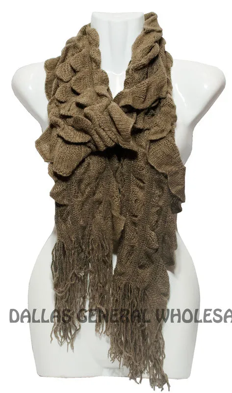 Ladies Winter Warm Knitted Scarf with Fringes Wholesale