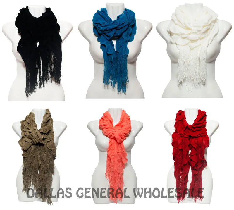 Ladies Winter Warm Knitted Scarf with Fringes Wholesale