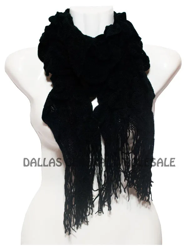 Ladies Winter Warm Knitted Scarf with Fringes Wholesale