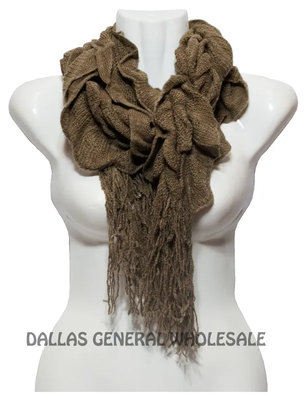 Ladies Winter Warm Knitted Scarf with Fringes Wholesale