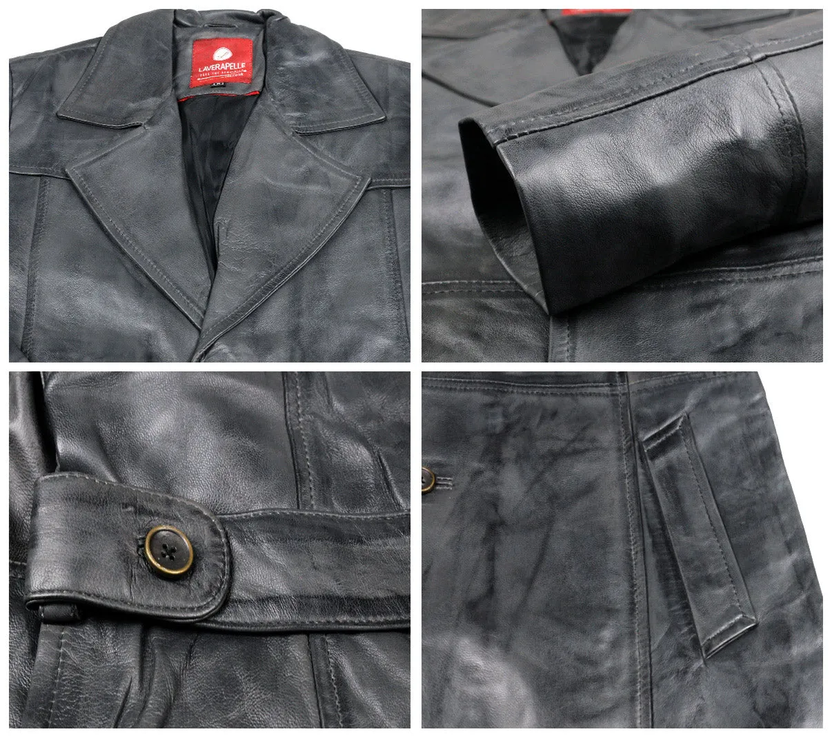 Leather Jackets Hub Mens Genuine Lambskin Leather Long Coat (Vax Gray, Over Coat) - 1802007