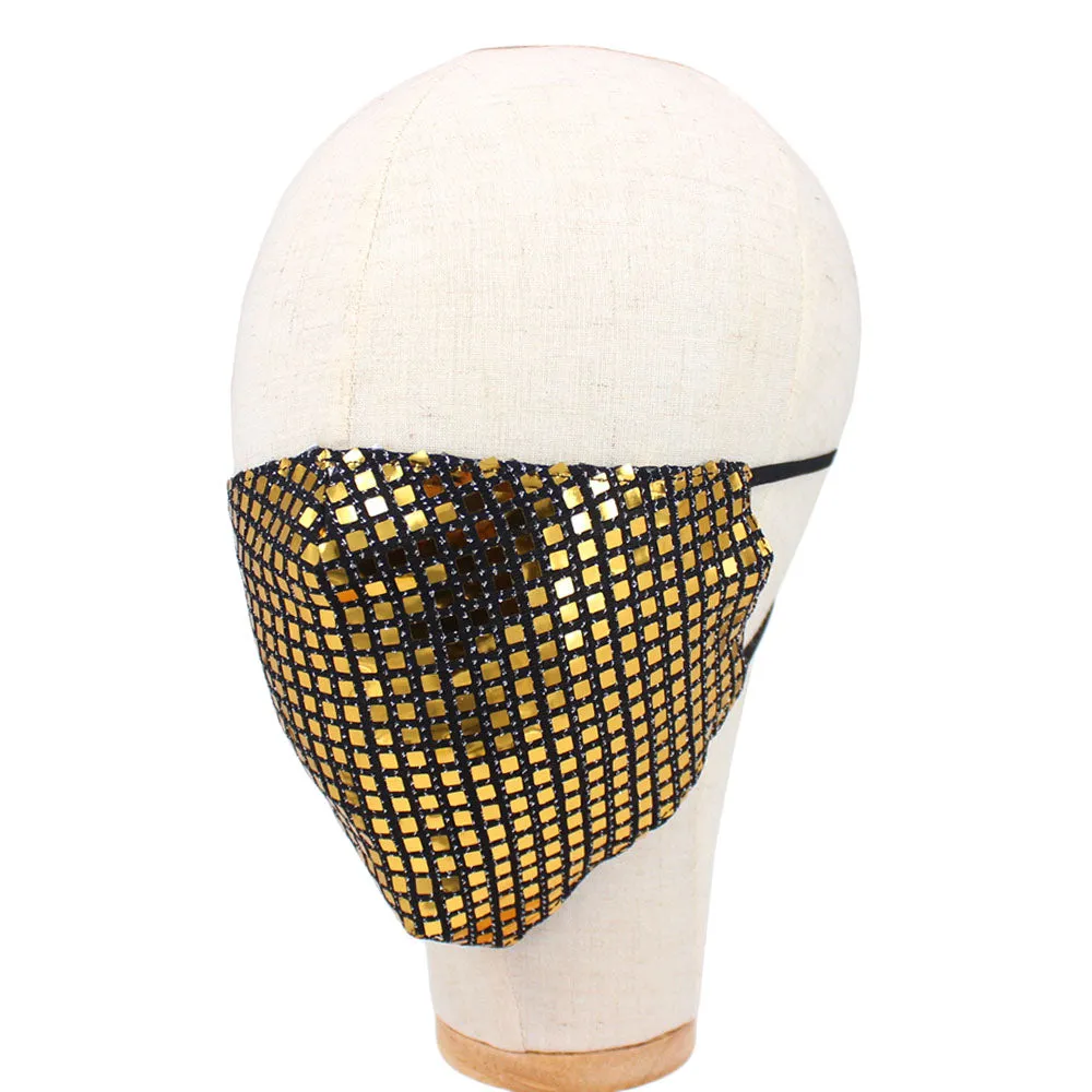 Lia Gold Metallic Embellished Fashion Mask